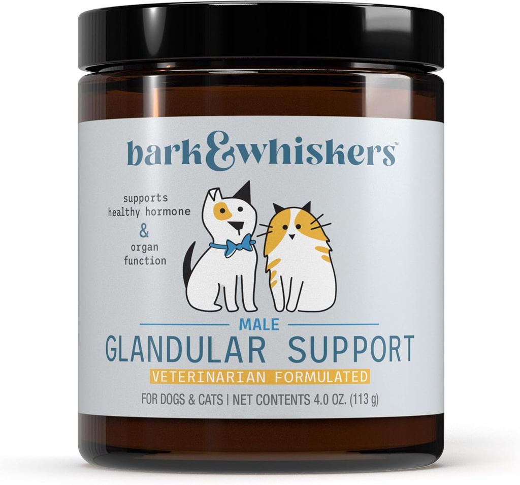 Dr. Mercola Bark " Whiskers Glandular Support - Supports Endocrine " Organ Health - Freeze-Dried Formula - Ingredientes sin hormonas - Hombre - 75 Scoops (4 oz)