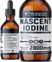 Nascent Iodine Suplemento TENIDO 2800mcg ANTE Potassium Iodide TEN Iodine Drops TENIDO 100% Vegan TENIDO Color claro TENIDO Grande 2oz