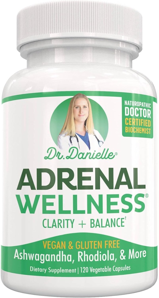 Bienestar Adrenal Ashwagandha &amp; More - Mente Orgánica, Apoyo Corporal por Dr. Danielle, 120 cápsulas