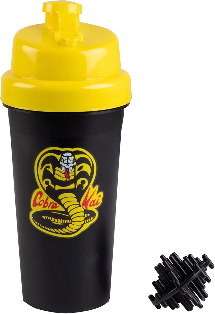 Karate Kid Cobra Kai 25oz Shaker Bottle w/Blender Mixer Ball - Medidas de bebida, Fliptop, Leakproof Screw Lid- Blend Protein Powder, Bebidas deportivas, Shakes, Smoothies - Oficialmente Licenciado