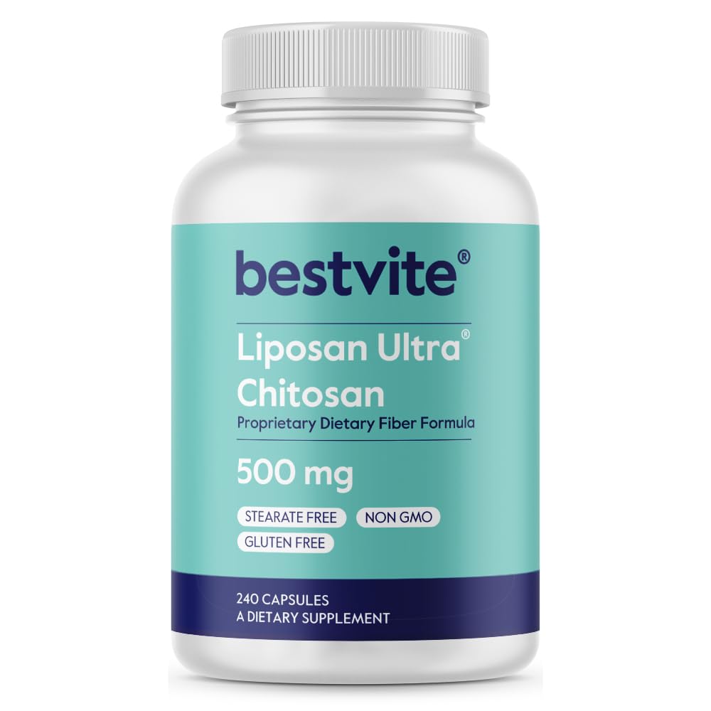 BESTVITE Liposan Ultra Chitosan 500mg (240 cápsulas) - Más rápido Patenado Actuando Than Regular Chitosan - No Stearates - No Fillers