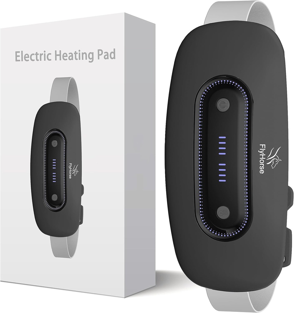 Almohadilla de calefacción eléctrica, Almohadilla de calefacción inalámbrico portátil con 4 niveles de calor y 4 modos de masaje, Cinturón de malla de gran calefaccion para cáñamo, Regalos de alivio de dolor de espalda para mujeres (negro)
