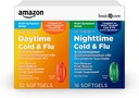 Cuidado básico de frío y alivio de la gripe, día y noche Combo Pack Softgels, potente medicina fría para el día y la noche Multi-Symptom Relief, 48 Conde(Pack of 1)
