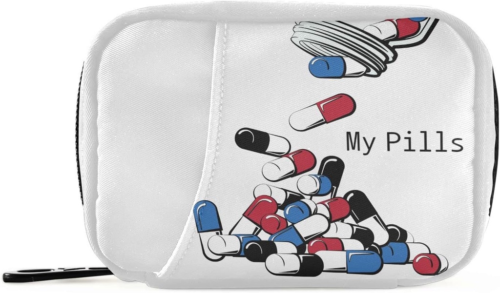 Pill Organizer Medicina Divertida Pill Box 7 Day Pill Case Bag Travel Pill Organizer Bag with Zipper Portable Weekly Case Compact Size for Vitamin Supplement Holder