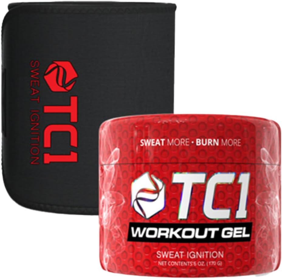 TC1 Sudadera Más Bundle Incluye correa de sudor regular de tamaño y sudor tópico Gel Workout Enhancer con Capsaicin