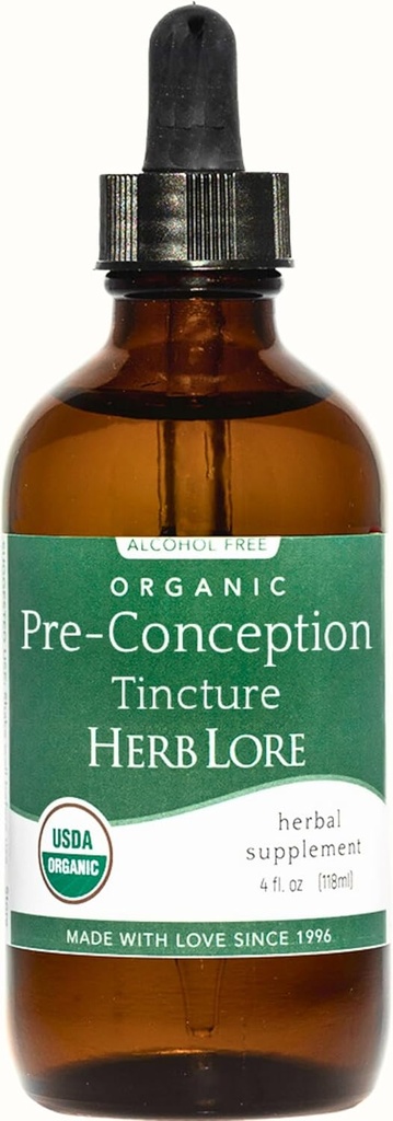 Herb Lore Organic Pre-Conception Tintura – Alcohol Free Liquid Fertility Support for Women