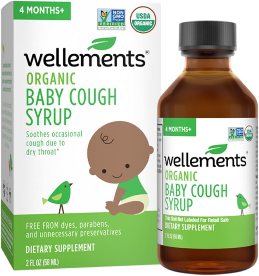 Wellements Organic Daytime Baby Cough Syrup ¦ Soothes Occasional Cough Due to Dry Throat*  2 Fl Oz, 4 Months +