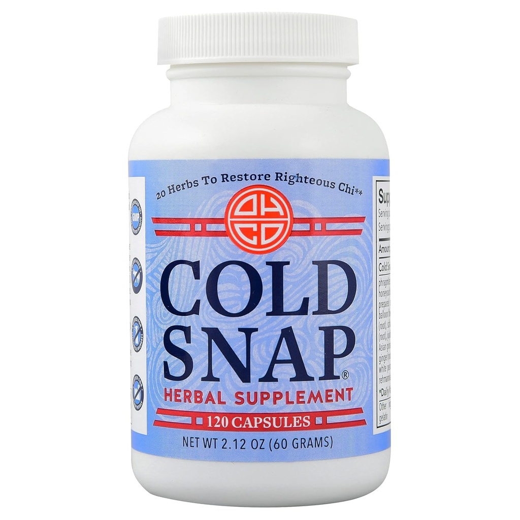 Cold Snap - Suplemento Herbal Chino para Soporte Inmunitario - Booster Sistema Inmunitario con 20 Ingredientes Naturales Incluyendo Ginseng &amp; Ginger - Actuación rápida para Problemas Sudidos - 120 Capsules