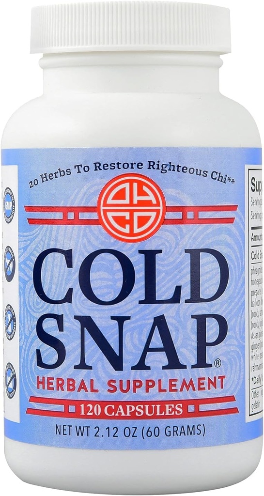 Cold Snap - Suplemento Herbal Chino para Soporte Inmunitario - Booster Sistema Inmunitario con 20 Ingredientes Naturales Incluyendo Ginseng &amp; Ginger - Actuación rápida para Problemas Sudidos - 120 Capsules