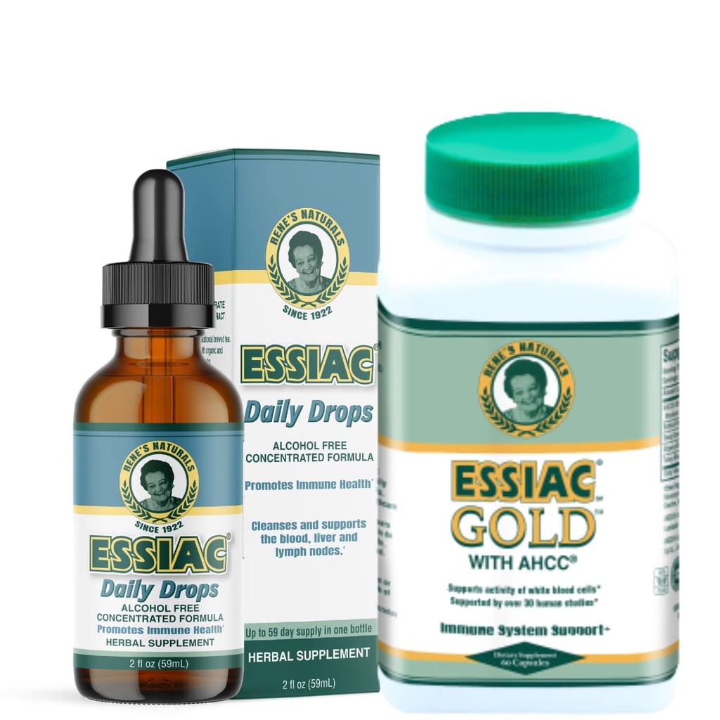 Essiac Power Bundle Tea Daily Drops Gold w /AHCC Mushroom Extract!