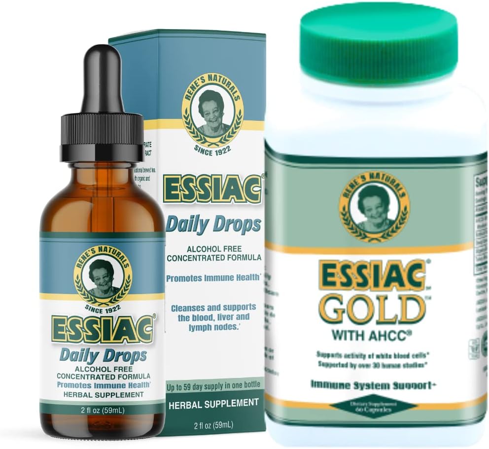 Essiac Power Bundle Tea Daily Drops Gold w/AHCC Mushroom Extract! | Boost Immune System