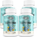 Liposomal Lactoferrina 1000 mg Dieta - Lactoferrina Maximizada - Un componente en Colostrum - para Absorción de Hierro &amp; Función de inmuno Lactoferrina Suplementos para adultos, 60 Softgels (4 Botella)