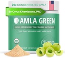 Amla Powder &amp; Green Tea Superfood Supplement, 20x Ultra Concentrated Amla, Antioxidant Support, Made with Oolong Tea and Indian Gooseberries, Organic, Vegan, Classic Flavor, 90 Servings