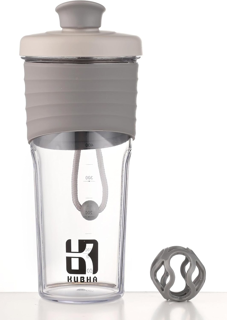 2a Generación Botella de Shaker para Proteína con Bola de mezcla - Perfecto para entrenamientos y uso exterior, 24 onzas Whey Protein Shaker con medición clara (Gray)