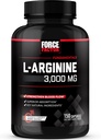 FORCE FACTOR L-Arginine Nitric Oxide Suplemento con BioPerine para ayudar a construir músculo y apoyar más fuerte flujo de sangre, circulación, entrega de nutrientes y bombas, L-Arginine 3000mg, 3g, 150 cápsulas
