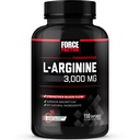 FORCE FACTOR L-Arginine Nitric Oxide Suplemento con BioPerine para ayudar a construir músculo y apoyar más fuerte flujo de sangre, circulación, entrega de nutrientes y bombas, L-Arginine 3000mg, 3g, 150 cápsulas