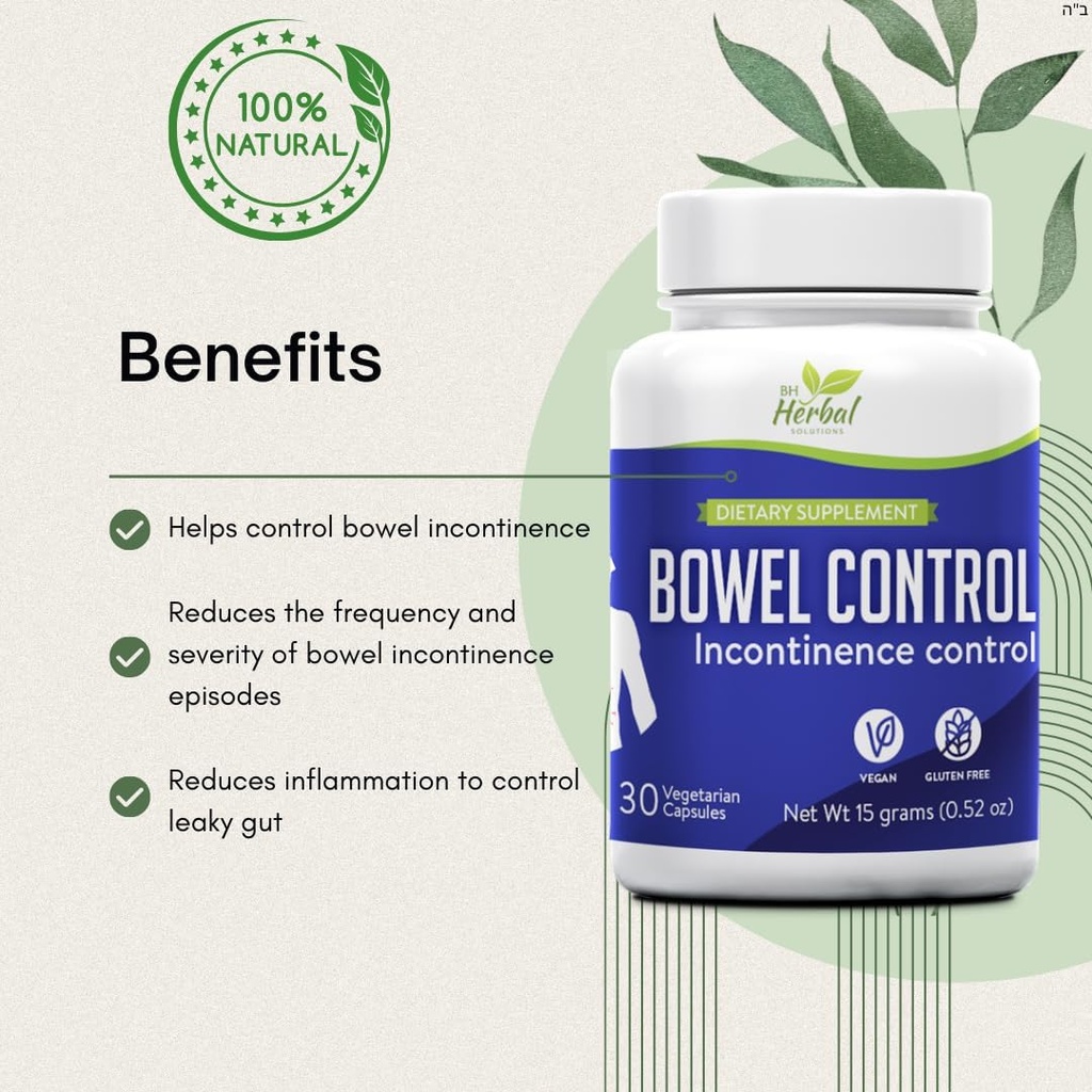 Bowel Incontinence Support Suplemento - Control Leaky Bowel - Reduce Frecuencia y Severidad de Episodios de Incontinencia de Tazón - Suplemento Herbal 100% Natural