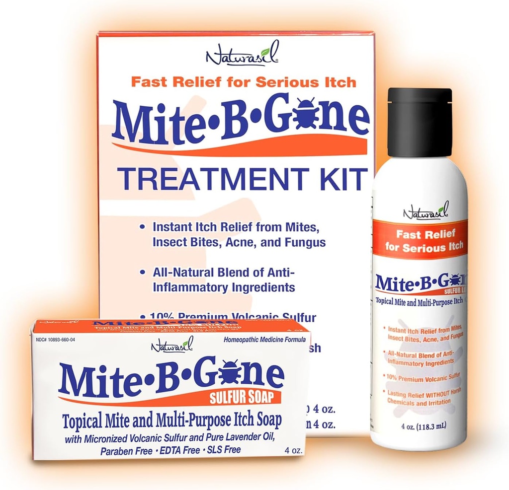 Mite Treatment Lotion " Soap by Mite-B-Gone peruNatural Relief for Acne, Bug Bites, Skin Redness " Itching, Discomfort " Rosacea  durable Safe for Kids and Adults