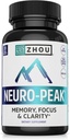 Zhou Neuro-Peak - Brain Supplements for Memory and Focus, Nootropic for Men & Women, Brain Support Pill for Adults, Brain Vitamins - 30 Veggie Capsules (Pack of 1)
