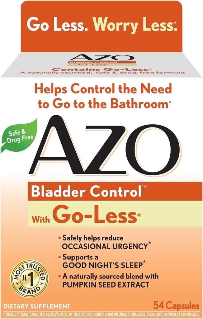 AZO Bladder Control with Go-Less Daily Supplement | Helps Reduce Occasional Urgency* | Helps Reduce Occasional Leakage Due to Laughing, Sneezing and Exercise??? | 54 Capsules