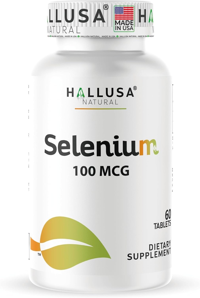 Hallusa Natural – Selenio 60 Tabletas, Antioxidante y Apoyo Inmunitario, Salud del Corazón – 60 Días de Suministro