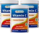 Mejores Naturales 100% Puro Vitamina C Powder No GMO 1 lb (454 gramos) Polvo (también llamado ácido ascórbico) (1 LB (Pack of 3))