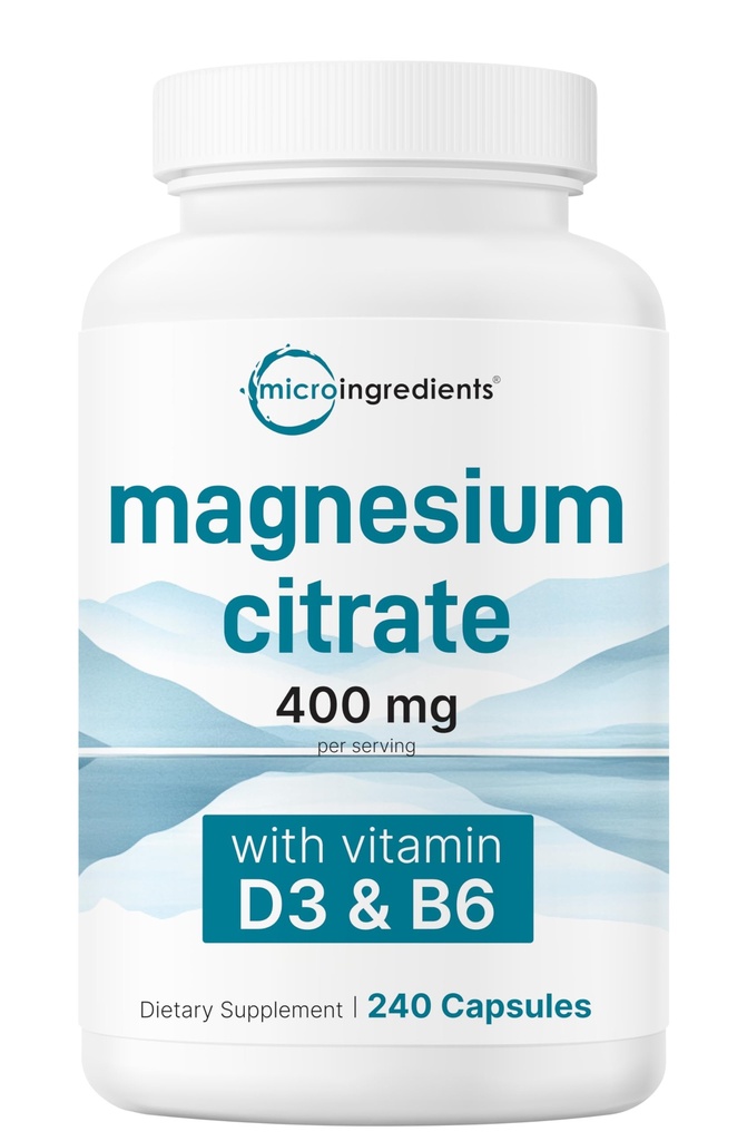 Micro Ingredientes Citrato de magnesio 400mg, 240 cápsulas sometidas con vitamina D3 1000IU &amp; B6 ← Muscle, Heart &amp; Digestive Health ← Elemental Mineral & Vitaminas Complejo confidencialidad No GMO