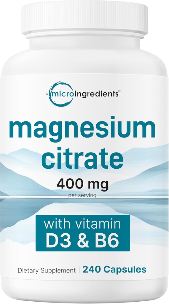 Micro Ingredientes Citrato de magnesio 400mg, 240 cápsulas sometidas con vitamina D3 1000IU &amp; B6 ← Muscle, Heart &amp; Digestive Health ← Elemental Mineral & Vitaminas Complejo confidencialidad No GMO