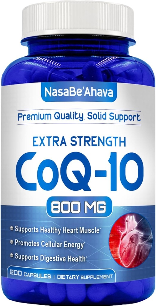 CoQ10 800mg Capsules  Vegan Friendly Coenzyme Q10 800mg de Easy Absorption Ubiquinone Suplemento para Skin Heart and Energy Support ← Made in The USA in cGMP Facilities (100 Servings)
