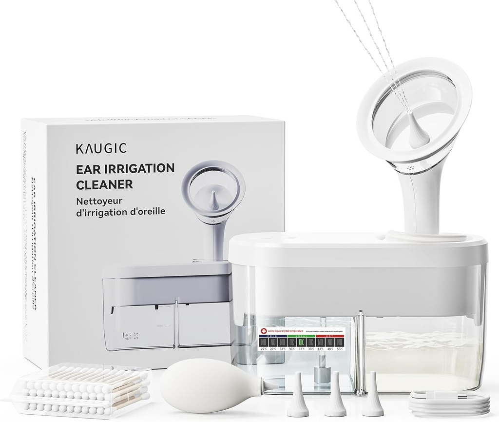 Kit de eliminación de cera de oído eléctrico - Sistema de riego de oído alimentado por agua con colección de aguas residuales, 4 modos limpios, seguro " eficaz, 3 consejos de oído para adultos