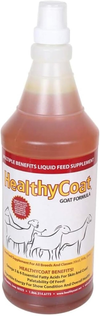HealthyCoat Goat Fórmula: Quart. Skin, Coat, Body Condition, Allergies, Immune System, Milk Production.