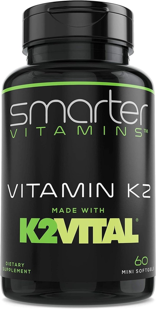 Más inteligente Vitamina K2 MK7 100mcg, Hecho con K2VITAL y Kale, 60 Softgel líquido
