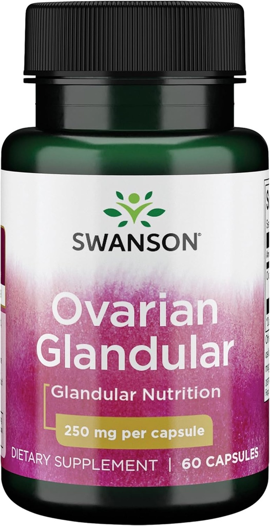 Swanson Ovarian Glandular Supplement - Women's Glandular Health and Balance Support - Premium Bovine Tissue - 60 cápsulas, 250 mg cada una