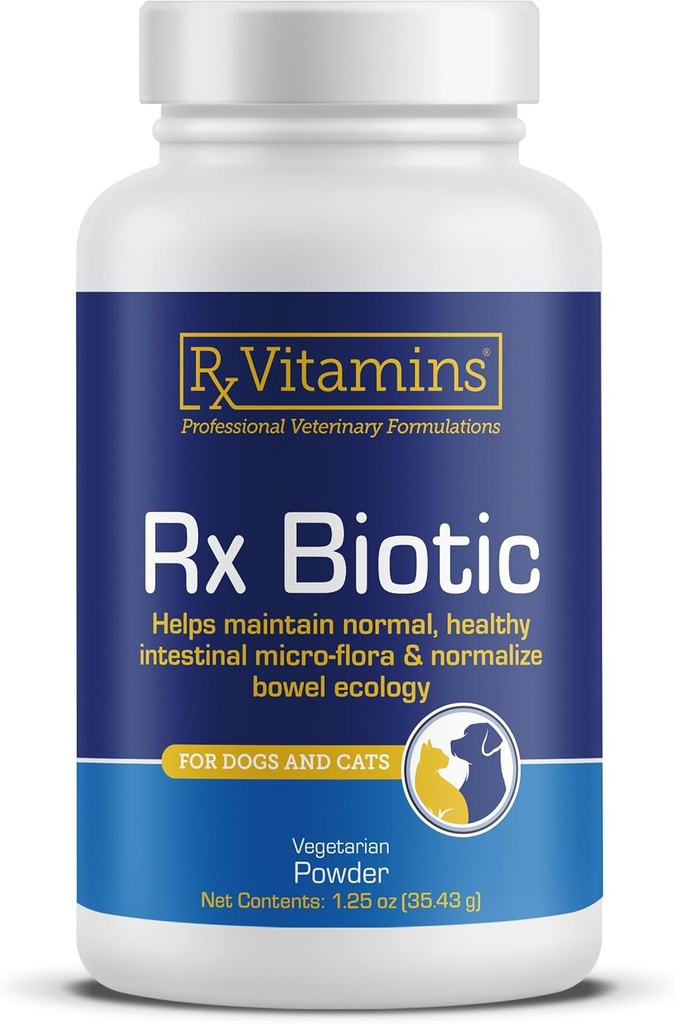 Rx Vitaminas Rx Biotic - Polvo Probiótico para Perros y Gatos - Cat Digestive Support " Probiótico para Perros Gut Health - Probióticos para la Salud Digestiva - 1.25oz