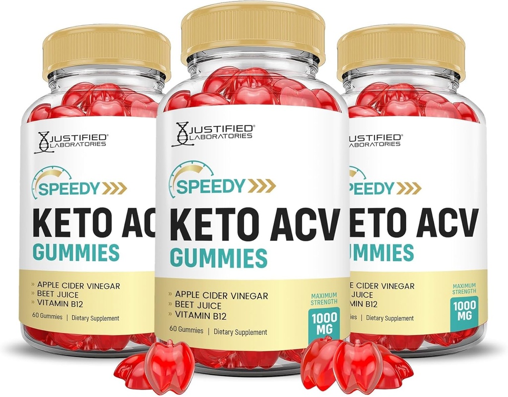Laboratorios justificados (3 Pack Speedy Keto ACV Gummies Advanced Formula 1000MG Speedy Keto Gummies Apple Sider Vinegar Formulado con Pomegranate Beet Juice Powder B12 Vegan Non GMO 180 Gummys