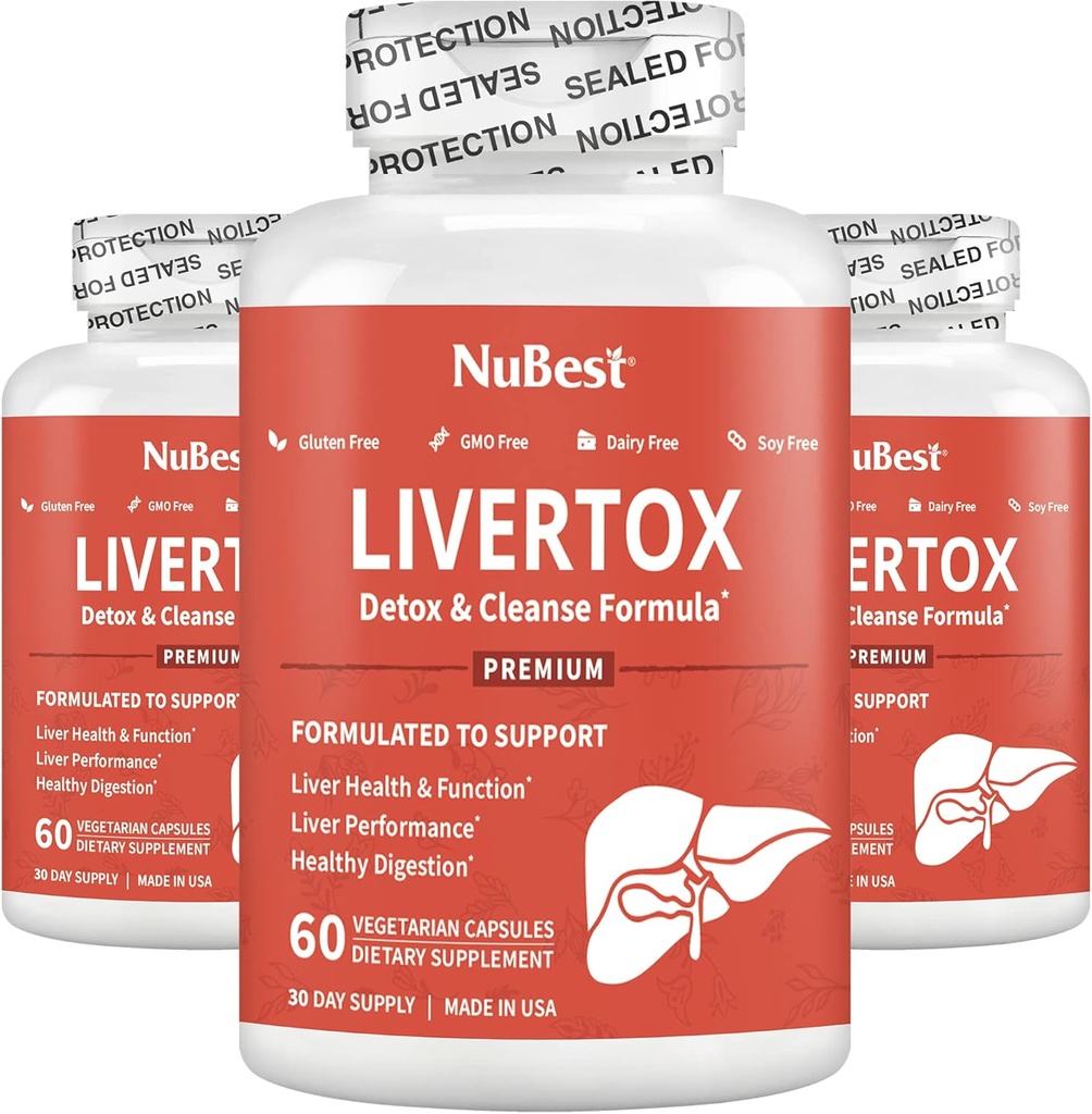 NuBest LiverTox - Premium Liver Health Formula - Liver Cleanse, Detox & Repair - with Milk Thistle, Choline, Beet, Turmeric, Artichoke & Dandelion - 3 Pack | 3 Months Supply