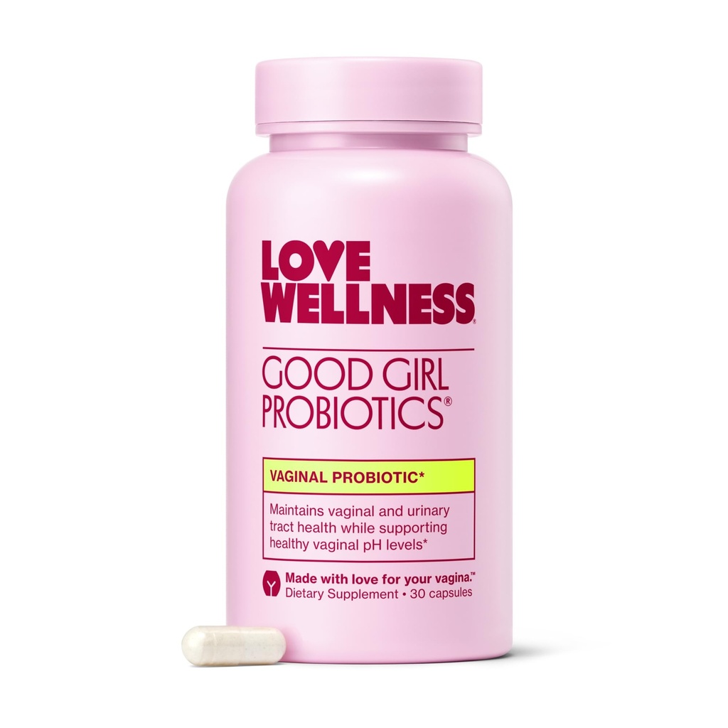 Love Wellness Good Girl Probiotics ← Salud Vaginal de las Mujeres > pH Balance Suplemento TENIDO 9-Strain Probiotic for Urinary Tract, Yeast, Odor &amp; Immune Support TEN Gluten-Free TEN 30 CT, 30-Day Supply