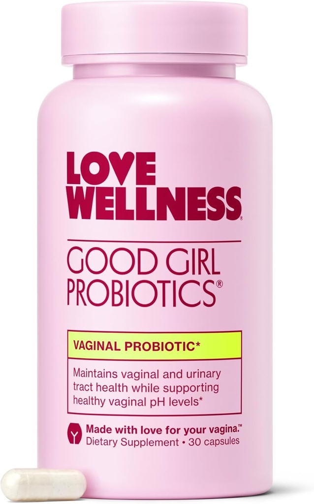 Love Wellness Good Girl Probiotics ← Salud Vaginal de las Mujeres > pH Balance Suplemento TENIDO 9-Strain Probiotic for Urinary Tract, Yeast, Odor &amp; Immune Support TEN Gluten-Free TEN 30 CT, 30-Day Supply