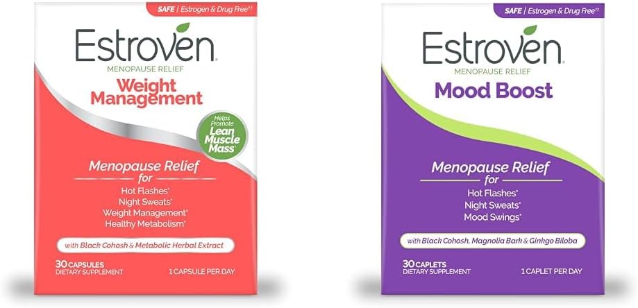 Estroven Weight Management for Menopause Relief - 30 Ct. " Mood Boost for Menopause Relief - 30 Ct. - Clinically Proven Ingredients