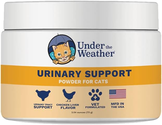 Bajo el Clima Pet Urinary Tract Support Powder for Cats ¦ Vet Formulated Suplementos Naturales para gatos y gatitos ← Promover Saludable Urinary Tract and Immune System - 60 Day Supply, 120 Scoops