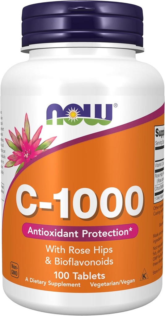 AHORA Suplementos de alimentos, vitamina C-1.000 con caderas rosas " bioflavonoides, protección antioxidante*, 100 tabletas