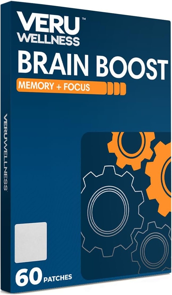 Veru Wellness Brain Boost Cognitive Patch - Daily Memory, Altertness y Focus Brain Support - Ginko Bilboa, Rhodiola Rosea, MCT (60 Day)