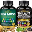 Bualle Sea Moss y Shilajit Bundle-Sea Moss 300mg,Black Seed Oil 100mg,Ashwagandha 50mg,Ginger & Shilajit 300mg,Rhodiola Rosea 100mg,Panax Ginseng 50mg,Todo en 1 Suplementos-USA Made(2 Pack)