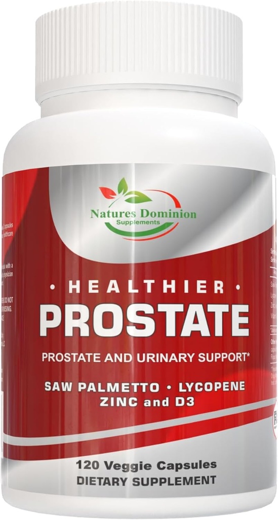 Saw Palmetto para Hombres, Lycopene, Zinc, Vitamina D3. Suplementos de próstata para Hombres, Control de vejiga. Saw Palmetto Suplemento para Hombres. Apoyo de próstata con Lycopene