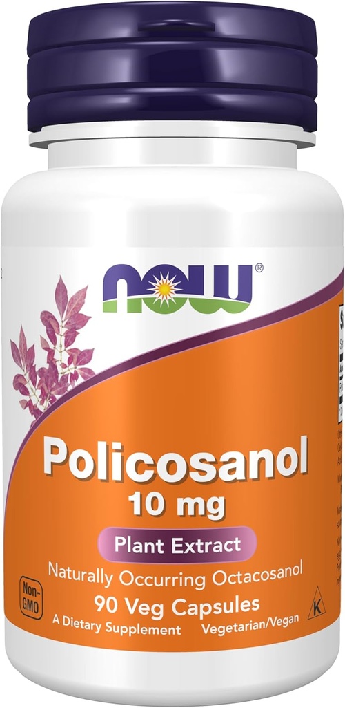 AHORA Suplementos de alimentos, Policosanol 10 mg, Blend of Long-Chain Fatty alcohols (LCFAs) derivados de la caña de azúcar, 90 cápsulas de verduras