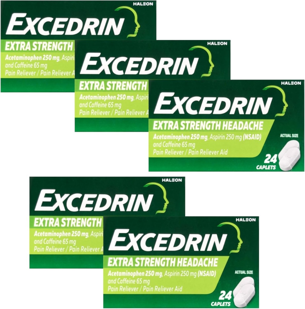 Extra Strength - 24 Caplets, Pack de 5