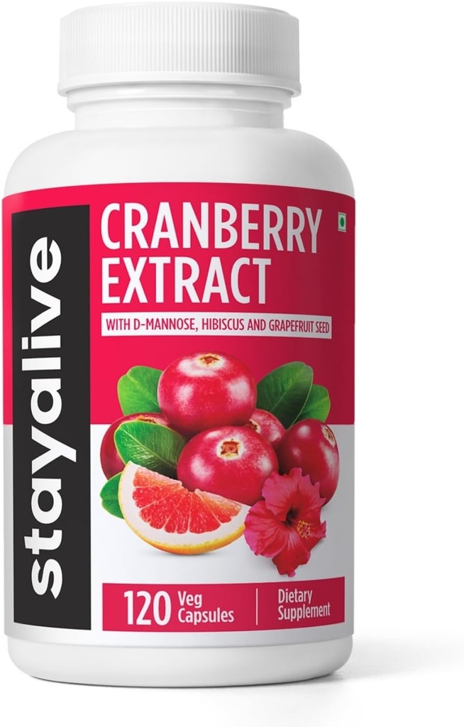 Píldoras de arándano para mujeres y hombres 1000mg con D-mannose, Hibiscus y Grapefruit Seed Extracto, 120 Conde, D-mannose Suplemento de arándano, Vegan, No Gluten-Free Powder Capsules