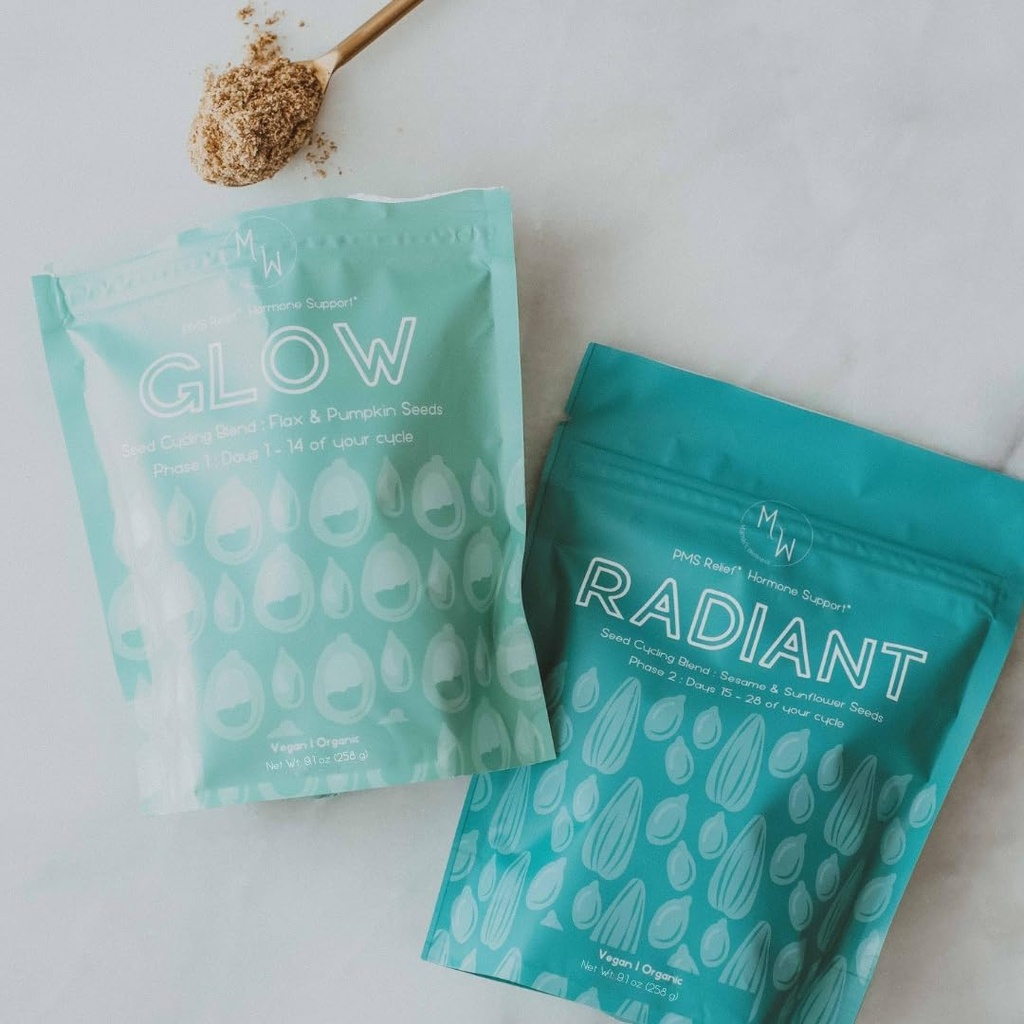 Manski Wellness Glow &amp; Radiant Seed Cycle Kit ← PMS Apoyo ← Semillas ecológicas ← Natural Hormona Equilibrio de la enfermedad tóxica Los síntomas del ciclo de Mitigate