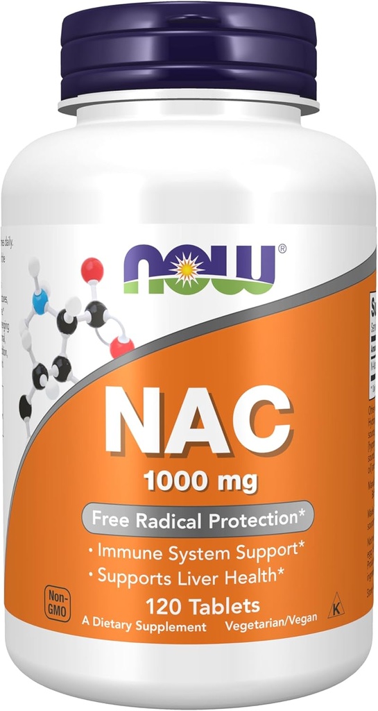 AHORA Suplementos de alimentos, NAC (N-Acetyl-Cysteine) 1.000 mg, Protección Radical Libre*, 120 Tabletas