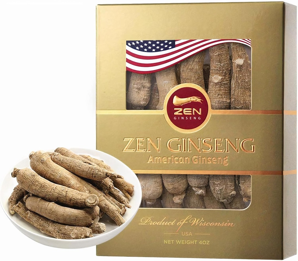1 Caja de American Wisconsin Ginseng Super Long Jumbo Root (4oz) Performance " Mental Health for Men " Women